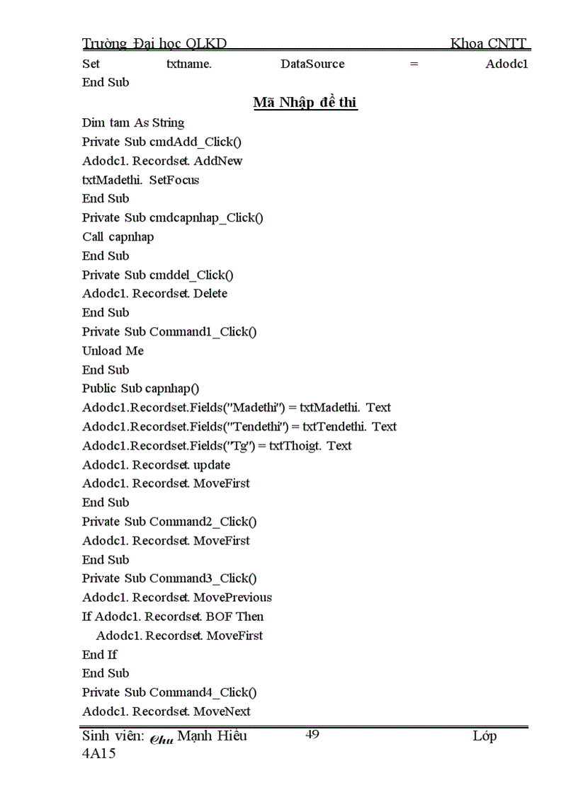 image for page Xây Dựng Chương Trình Quản Lý Thi Trách Nghiệm Bằng Ngôn Ngữ Visual Basic