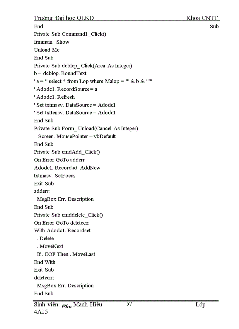 image for page Xây Dựng Chương Trình Quản Lý Thi Trách Nghiệm Bằng Ngôn Ngữ Visual Basic