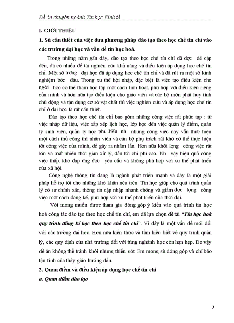 image for page Tin học hoá quy trình đăng kí học theo học chế tín chỉ