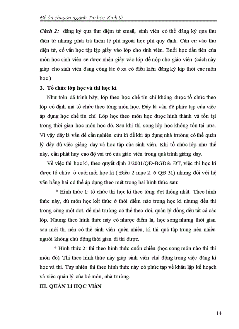 image for page Tin học hoá quy trình đăng kí học theo học chế tín chỉ