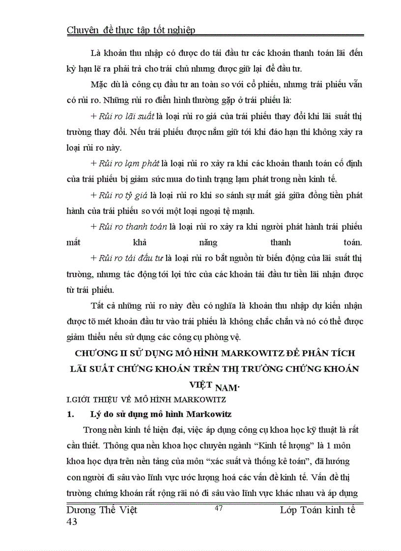 image for page Ứng dụng mô hình Markowitz phân tích lợi xuất chứng khoán trên thị trường chứng khoán Việt Nam