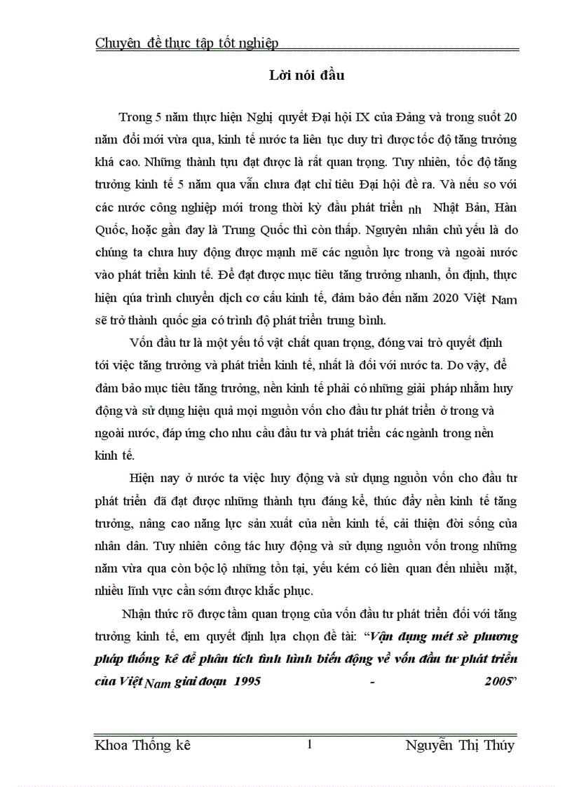 image for page Vận dụng một số phương pháp thống kê để phân tích tình hình biến động về vốn đầu tư phát triển của Việt Nam giai đoạn 1995-2005