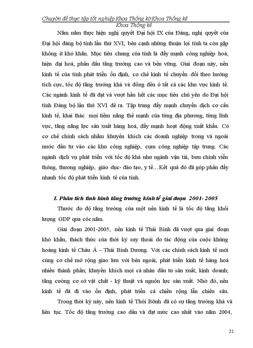 image for page Phân tích tình hình kinh tế xã hội Thái Bình giai đoạn 2001- 2005 và dự báo đến năm 2010