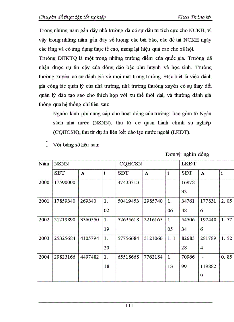 image for page Nghiên cứu thống kê tình hình giáo dục đào tạo Đại học chính quy tại trường Đại học Kinh tế quốc dân thời kỳ 1995 - 2004