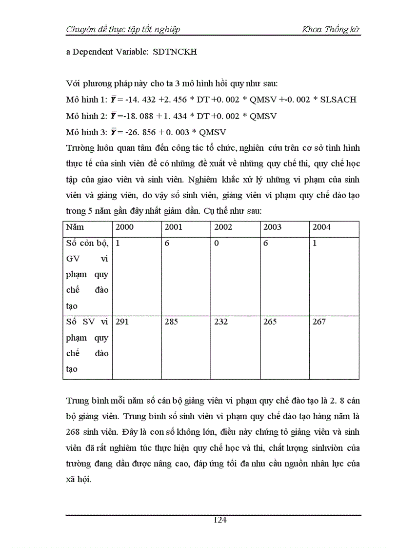 image for page Nghiên cứu thống kê tình hình giáo dục đào tạo Đại học chính quy tại trường Đại học Kinh tế quốc dân thời kỳ 1995 - 2004