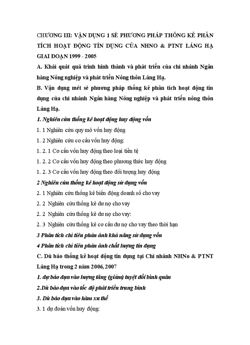 image for page Nghiên cứu thống kê hoạt động tín dụng của Chi nhánh Ngân hàng Nông nghiệp và Phát triển Nông thôn Láng Hạ thời kỳ 1999-2005