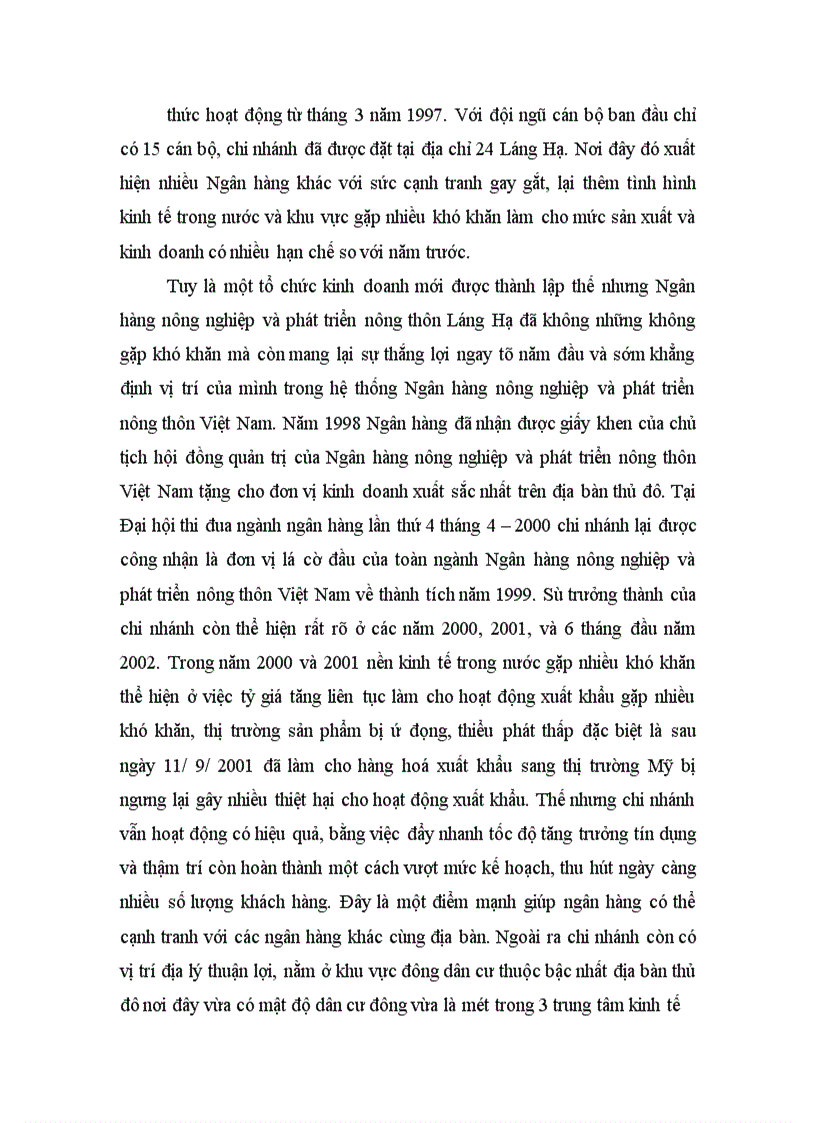 image for page Nghiên cứu thống kê hoạt động tín dụng của Chi nhánh Ngân hàng Nông nghiệp và Phát triển Nông thôn Láng Hạ thời kỳ 1999-2005