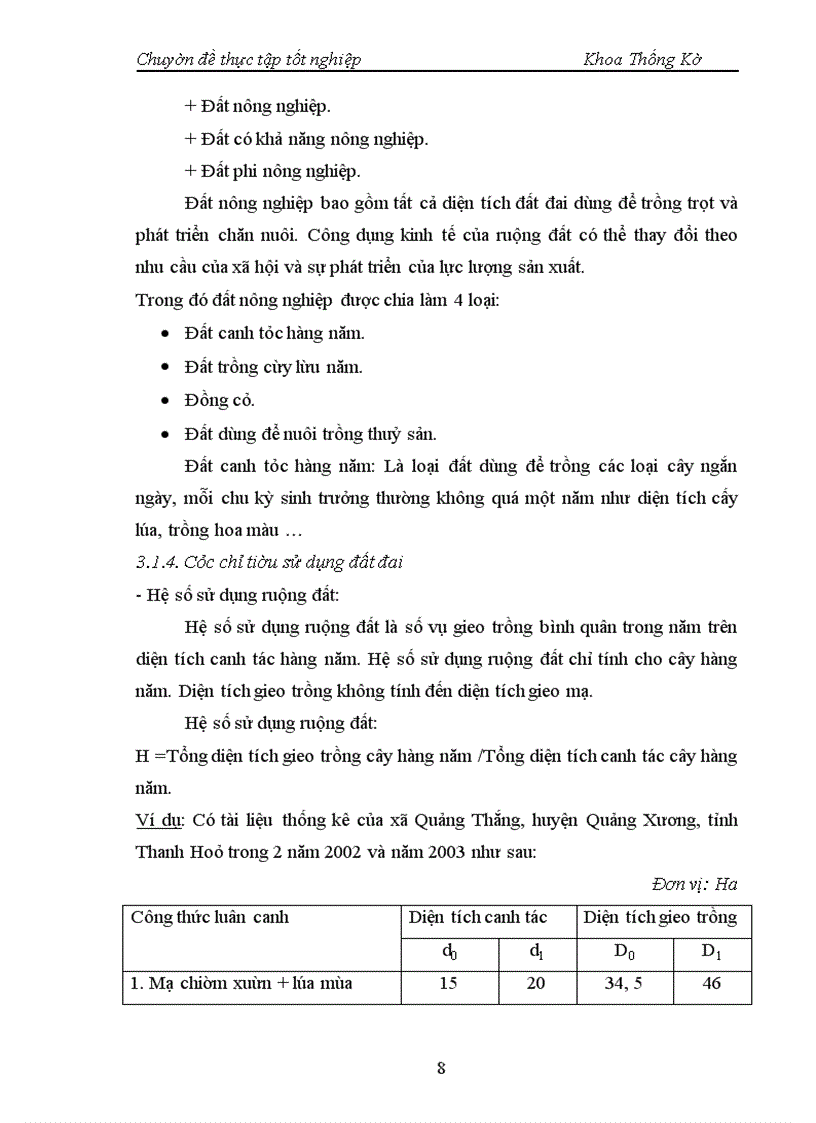 image for page Vận dụng một số phương pháp thống kê phân tích tình sản xuất lúa của tỉnh Thanh Hoá giai đoạn 1995-2005.