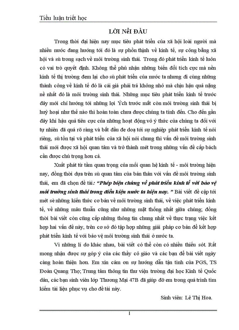 image for page Thực trạng và Giải pháp việc kết hợp phát triển kinh tế và bảo vệ môi trường sinh thái ở nước ta