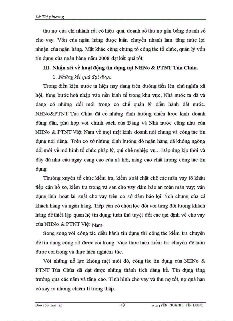 image for page Tình hình hoạt động kinh doanh tại NHNo & PTNT TỦA CHÙA