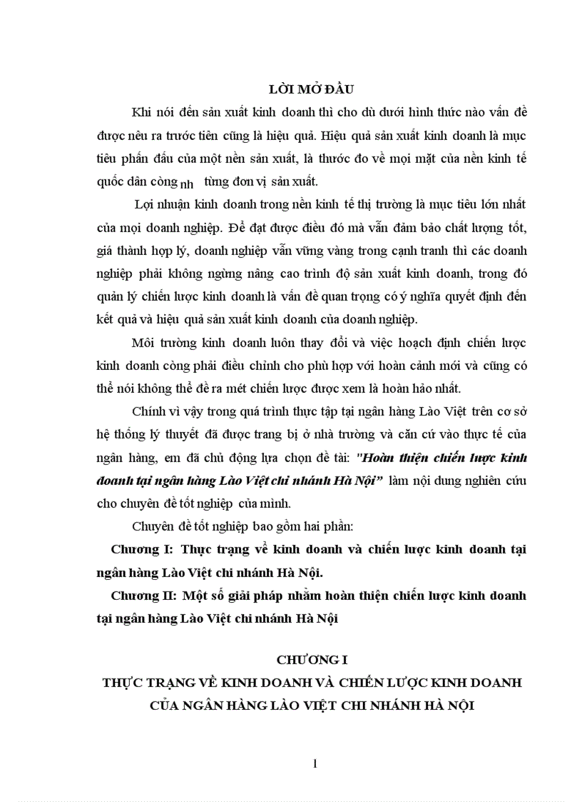 image for page Hoàn thiện chiến lược kinh doanh tại ngân hàng Lào Việt chi nhánh Hà Nội