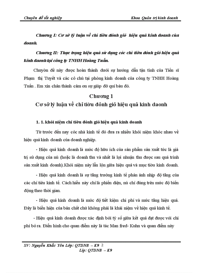 image for page Nghiên cứu chỉ tiêu đánh giá hiệu quả kinh doanh tại Công ty TNHH Hoàng Tuấn