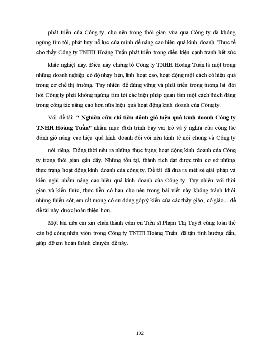 image for page Nghiờn cứu chỉ tiờu đỏnh giỏ hiệu quả kinh doanh tại Cụng ty TNHH Hoàng Tuấn