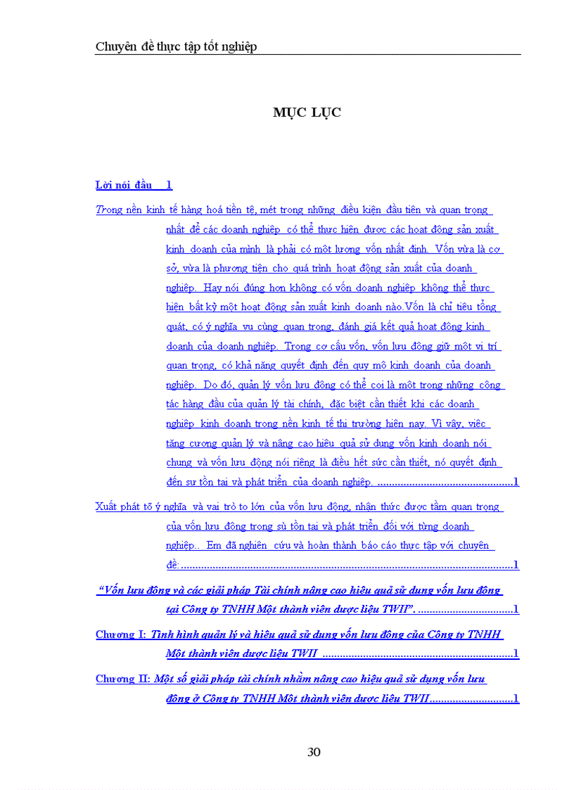 image for page Vốn lưu động và các giải pháp Tài chính nâng cao hiệu quả sử dụng vốn lưu động tại Công ty TNHH Một thành viên dược liệu TWII