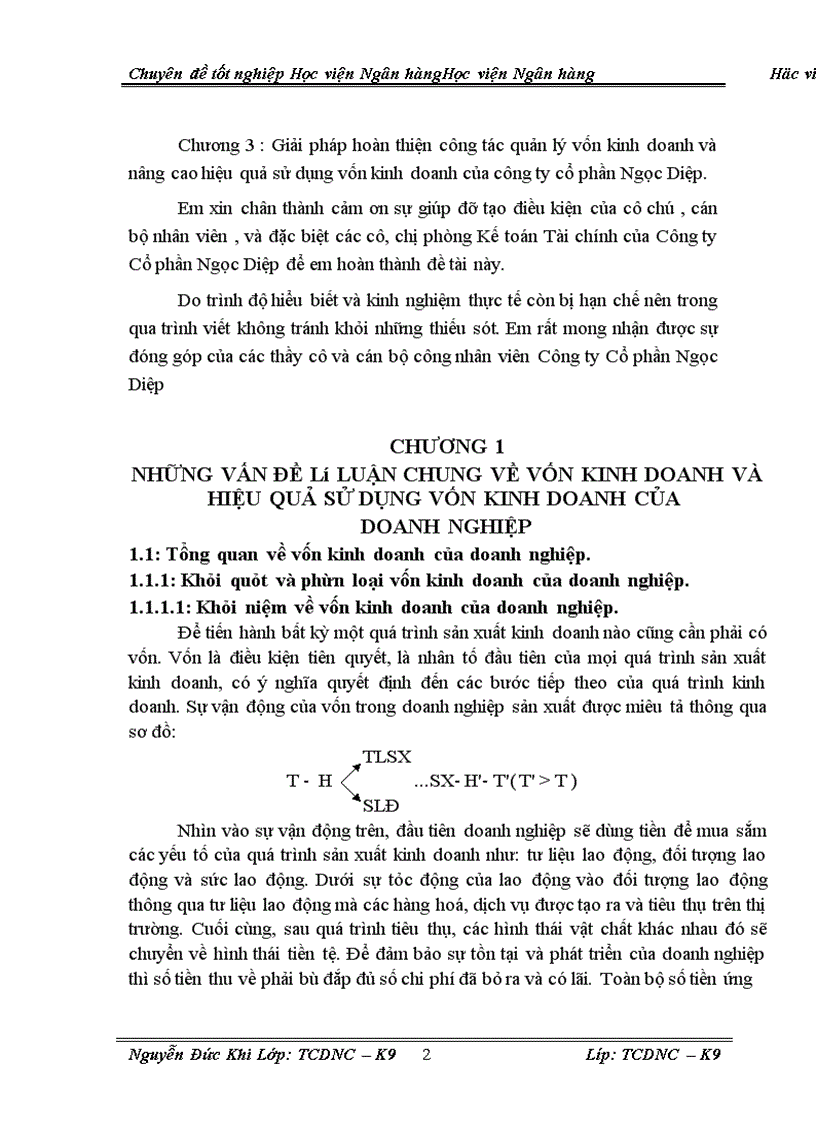 image for page Giải pháp nhằm nâng cao hiệu quả sử dụng vốn sản xuất kinh doanh tại công ty cổ phần Ngọc Diệp