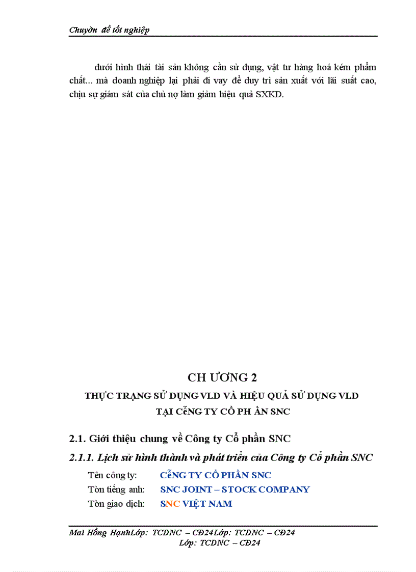 image for page Vốn lưu động và các giải pháp tài chính nâng cao hiệu quả sử dụng vốn lưu động tại Công ty Cổ phần SNC
