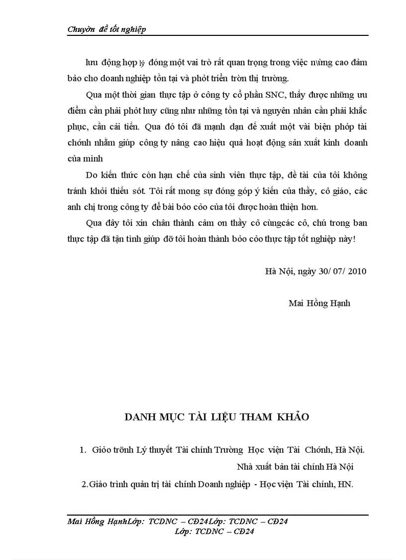 image for page Vốn lưu động và các giải pháp tài chính nâng cao hiệu quả sử dụng vốn lưu động tại Công ty Cổ phần SNC
