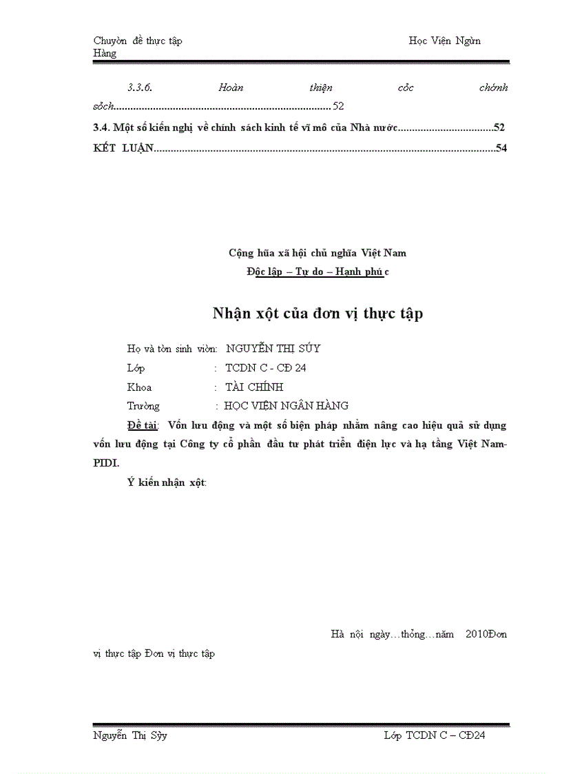 image for page Vốn lưu động và một số biện pháp nhằm nâng cao hiệu quả sử dụng vốn lưu động tại Công ty cổ phần đầu tư phát triển điện lực và hạ tầng Việt Nam- PIDI