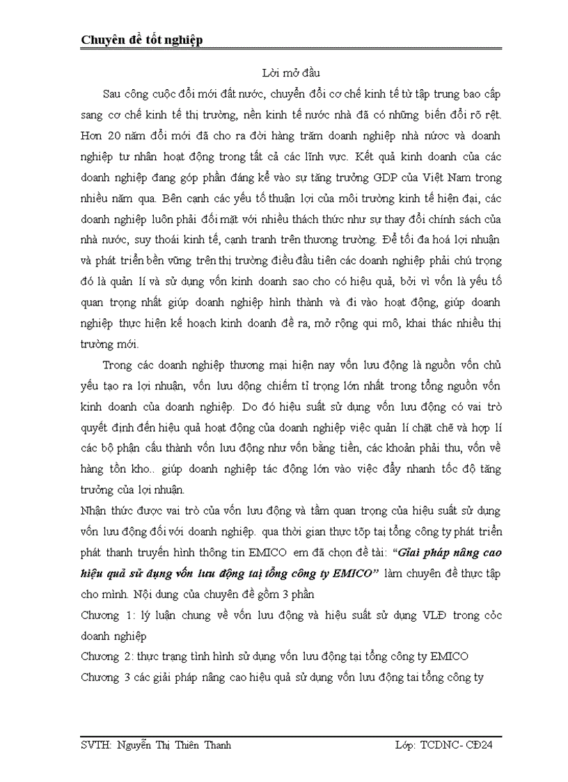 image for page Gỉai pháp nâng cao hiệu quả sử dụng vốn lưu động taị tổng công ty EMICO