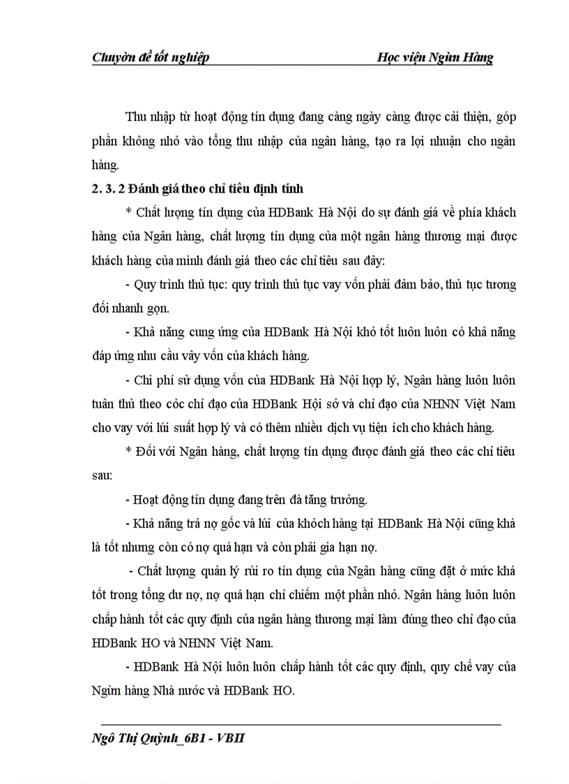 image for page Nâng cao chất lượng tín dụng tại HDBank Hà Nội