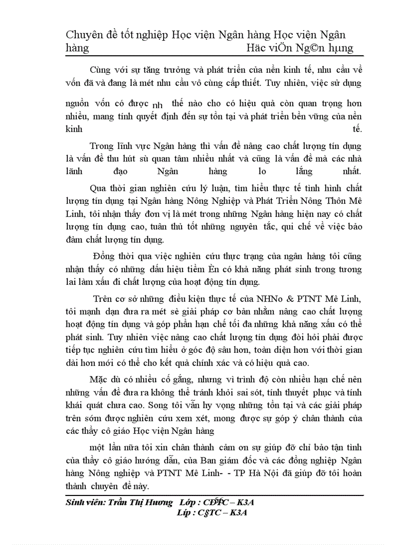 image for page Giải pháp nâng cao chất lượng tín dụng tại Chi nhánh ngân hàng Nông nghiệp và Phát triển nông thôn Mê Linh.