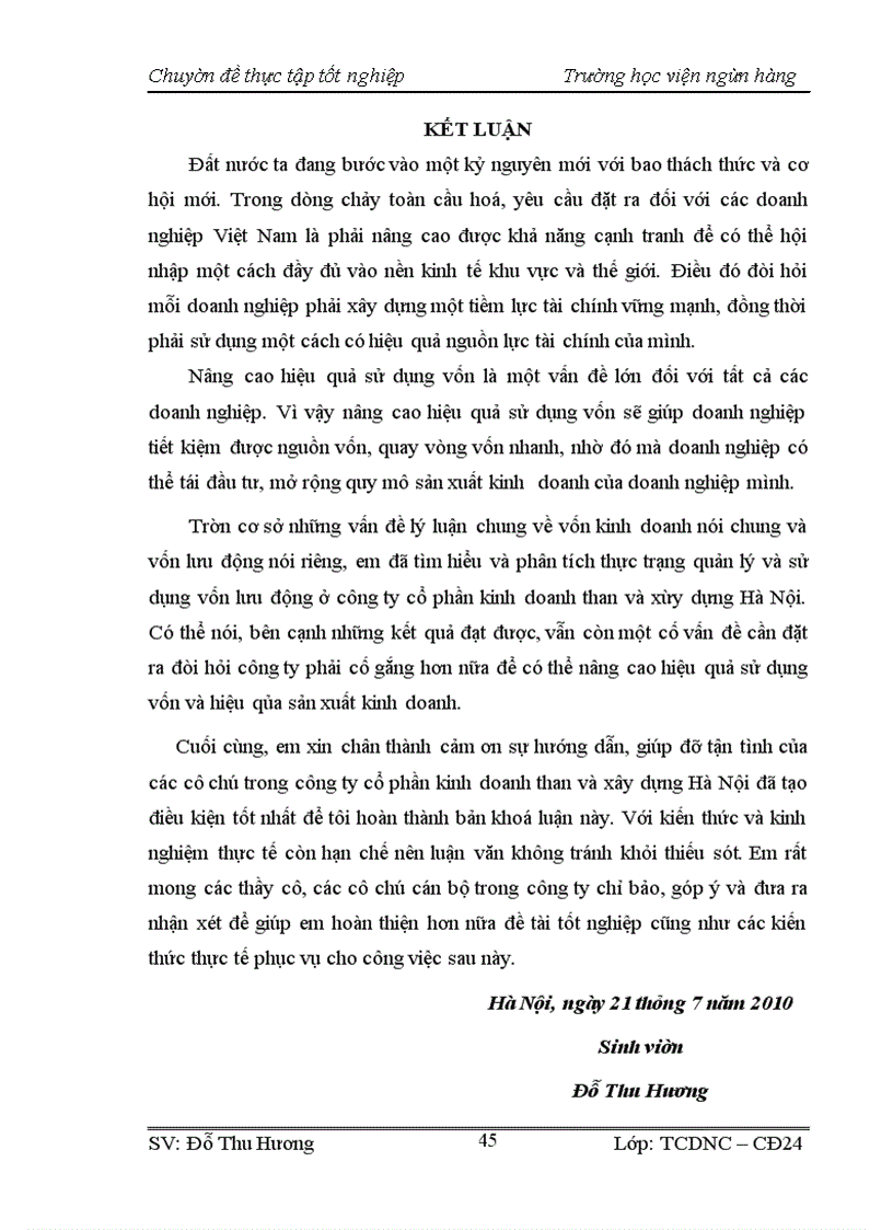 image for page Vốn lưu động và giải pháp nâng cao hiệu quả sử dụng vốn lưu động tại công ty Cổ Phần kinh doanh than và xây dựng Hà Nội