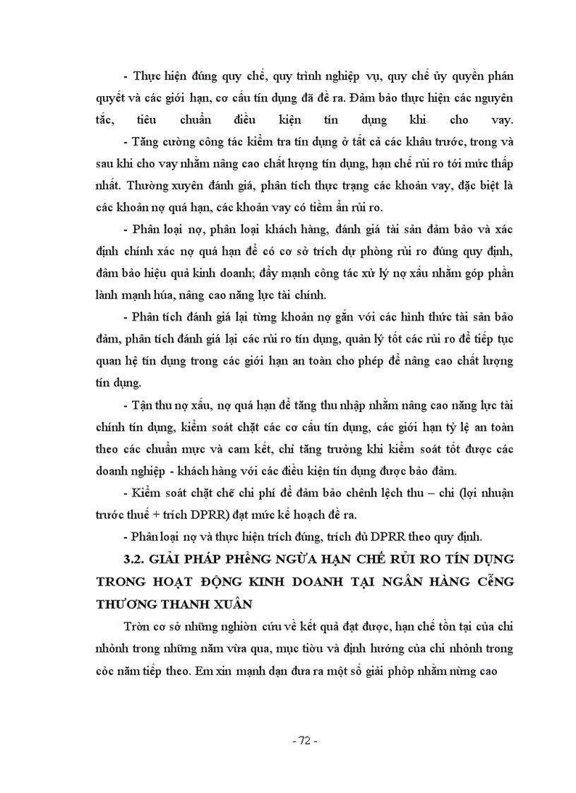 image for page Giải pháp phòng ngừa hạn chế rủi ro tín dụng trong hoạt động kinh doanh tại Ngân Hàng Công Thương Chi Nhánh Thanh Xuân