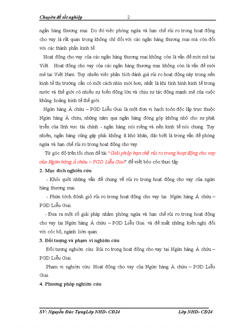 image for page Giải pháp hạn chế rủi ro trong hoạt động cho vay của Ngân hàng Á châu – PGD Liễu Giai