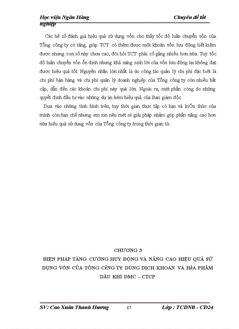image for page Thực trạng và những giải pháp nhằm nâng cao hiệu quả sử dụng và huy động vốn tại Tổng công ty dung dịch khoan và hóa phẩm dầu khí DMC - CTCP