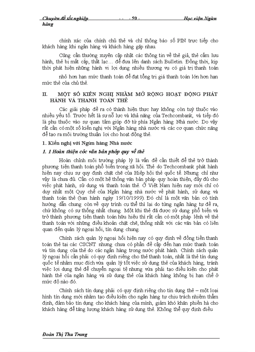 image for page Giải pháp nhằm thúc đầy nghiệp vụ phát hành và thanh toán thẻ tại Ngân Hàng thương mại cổ phần Kỹ Thương Việt Nam – Techcombank