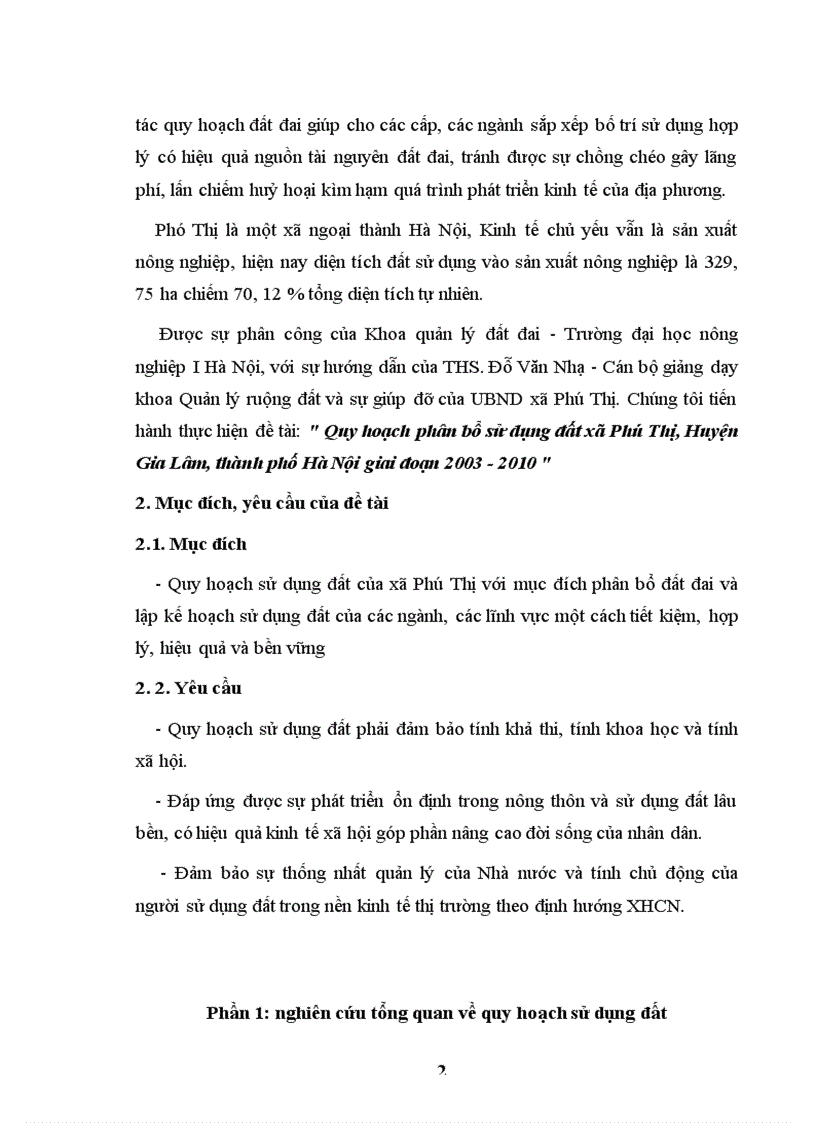 image for page Quy hoạch sử dụng đất đai xã Phú Thị giai đoan 2003 - 2010