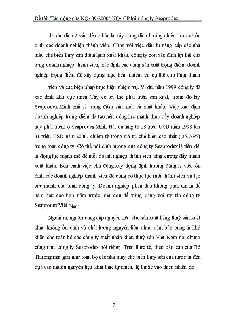 image for page Những tác động của Nghị quyết số 09/2000/NQ – CP đối với hoạt động xuất nhập khẩu thủy sản của công ty Seaprodex Việt Nam.