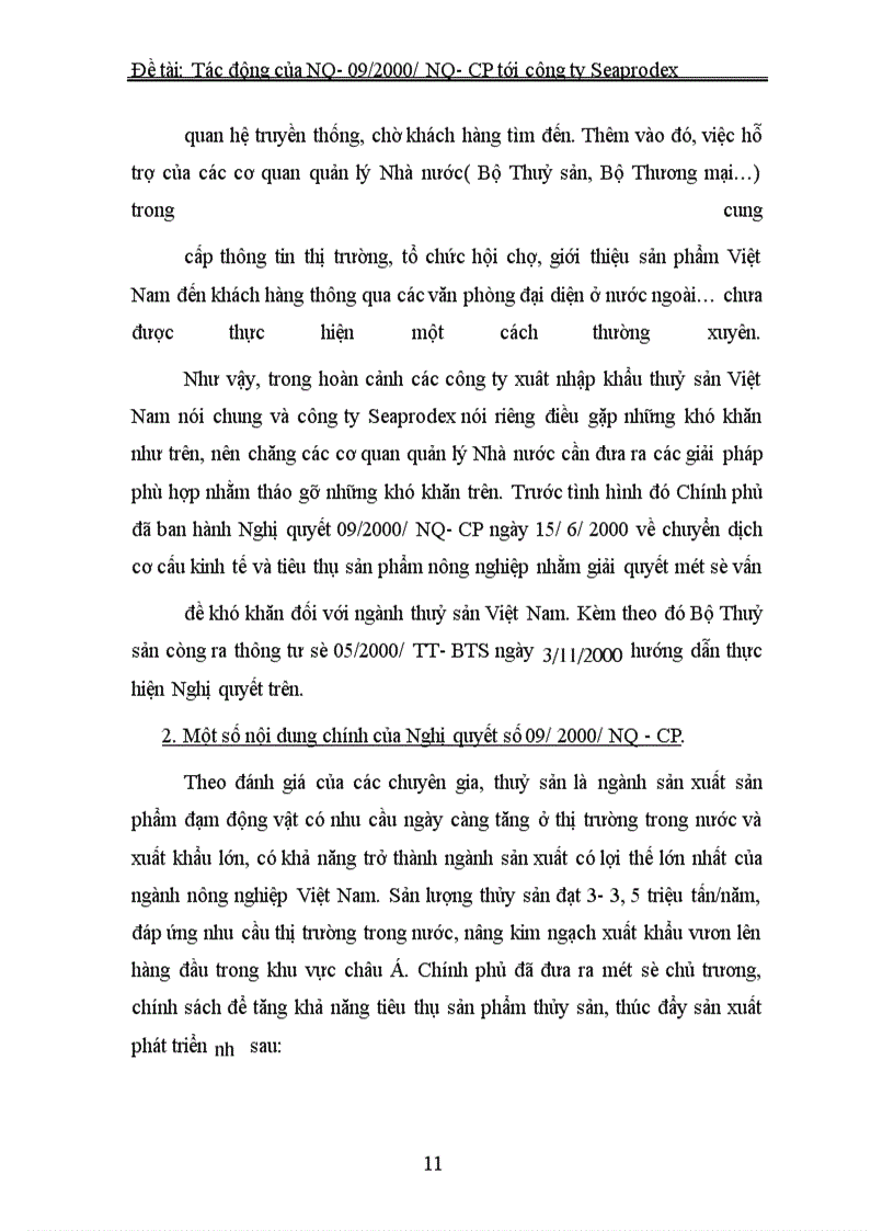 image for page Những tác động của Nghị quyết số 09/2000/NQ – CP đối với hoạt động xuất nhập khẩu thủy sản của công ty Seaprodex Việt Nam.