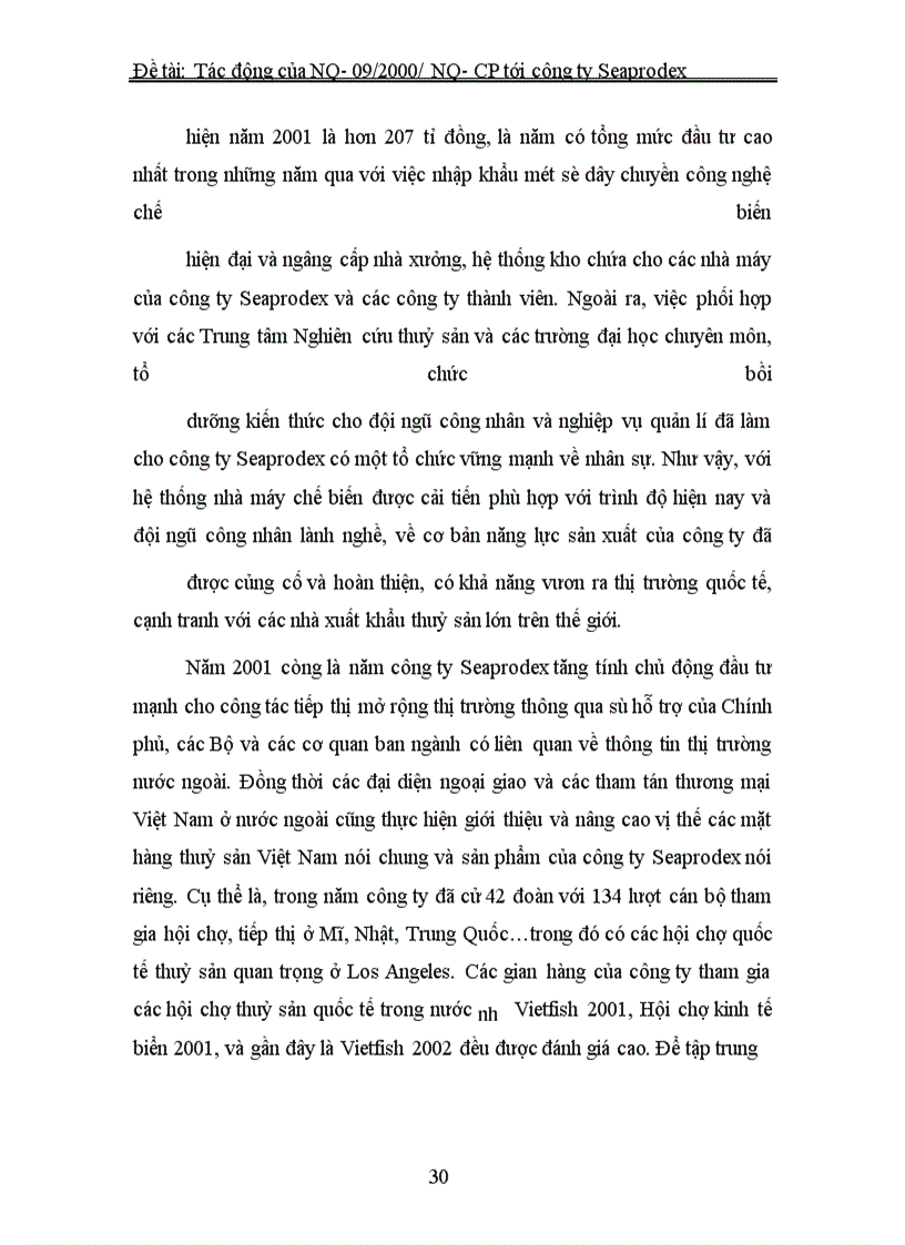 image for page Những tác động của Nghị quyết số 09/2000/NQ – CP đối với hoạt động xuất nhập khẩu thủy sản của công ty Seaprodex Việt Nam.