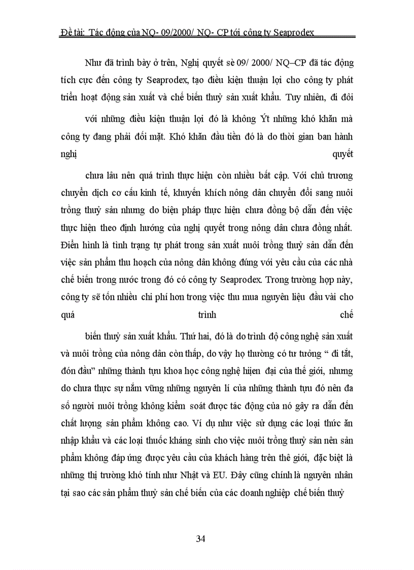 image for page Những tác động của Nghị quyết số 09/2000/NQ – CP đối với hoạt động xuất nhập khẩu thủy sản của công ty Seaprodex Việt Nam.