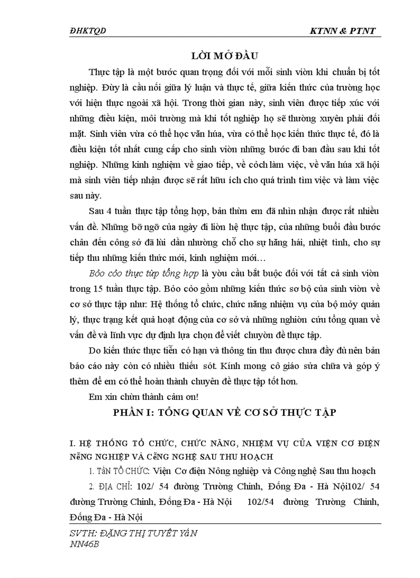 image for page Báo cáo thực tập. Viện Cơ điện Nông nghiệp và Công nghệ Sau thu hoạch