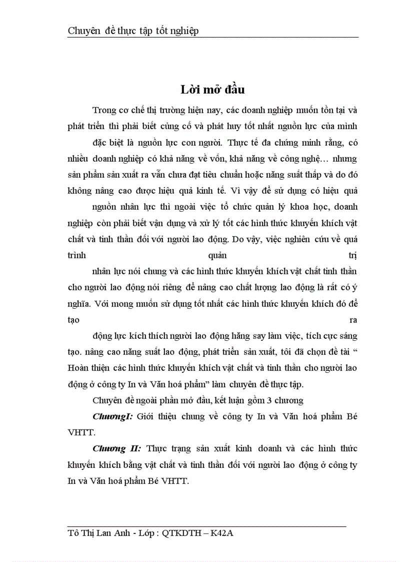 image for page Hoàn thiện các hình thức khuyến khích vật chất và tinh thần cho người lao động ở công ty In và Văn hoá phẩm