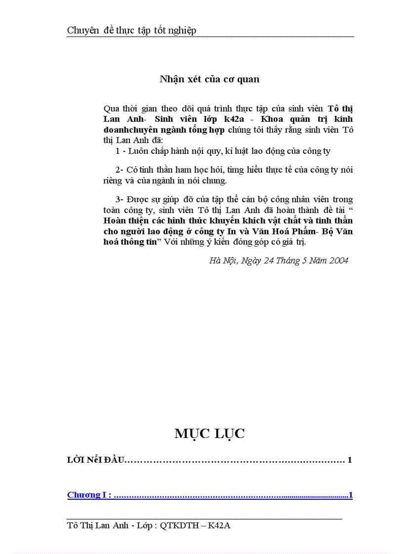 image for page Hoàn thiện các hình thức khuyến khích vật chất và tinh thần cho người lao động ở công ty In và Văn hoá phẩm