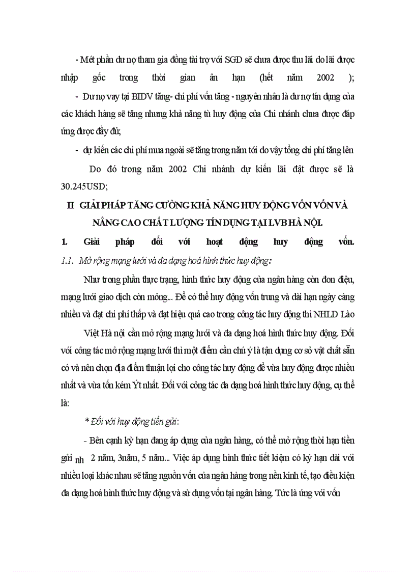 image for page Một số giải pháp nhằm tăng cường khả năng huy động vốn và nâng cao chất lượng tín dụng tại LVB Chi nhánh Hà nội.