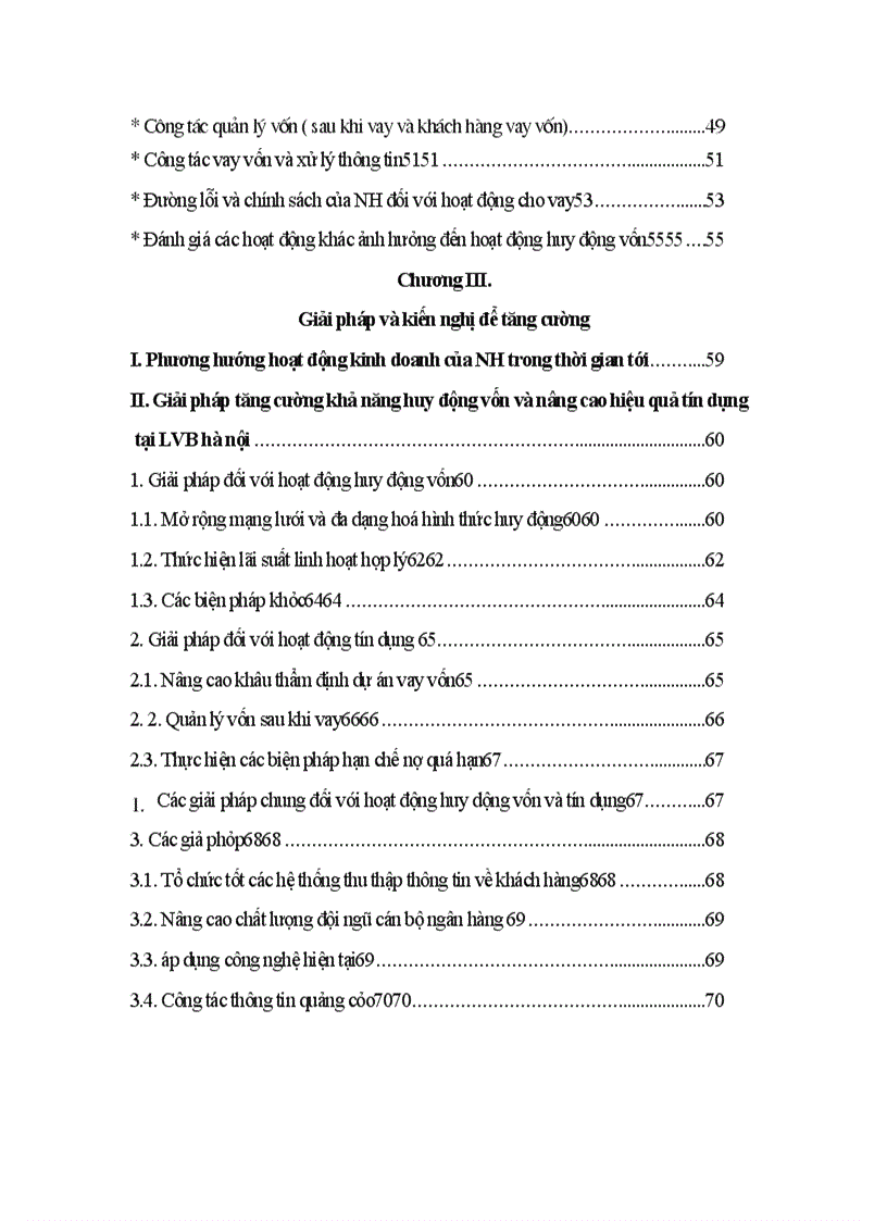 image for page Một số giải pháp nhằm tăng cường khả năng huy động vốn và nâng cao chất lượng tín dụng tại LVB Chi nhánh Hà nội.