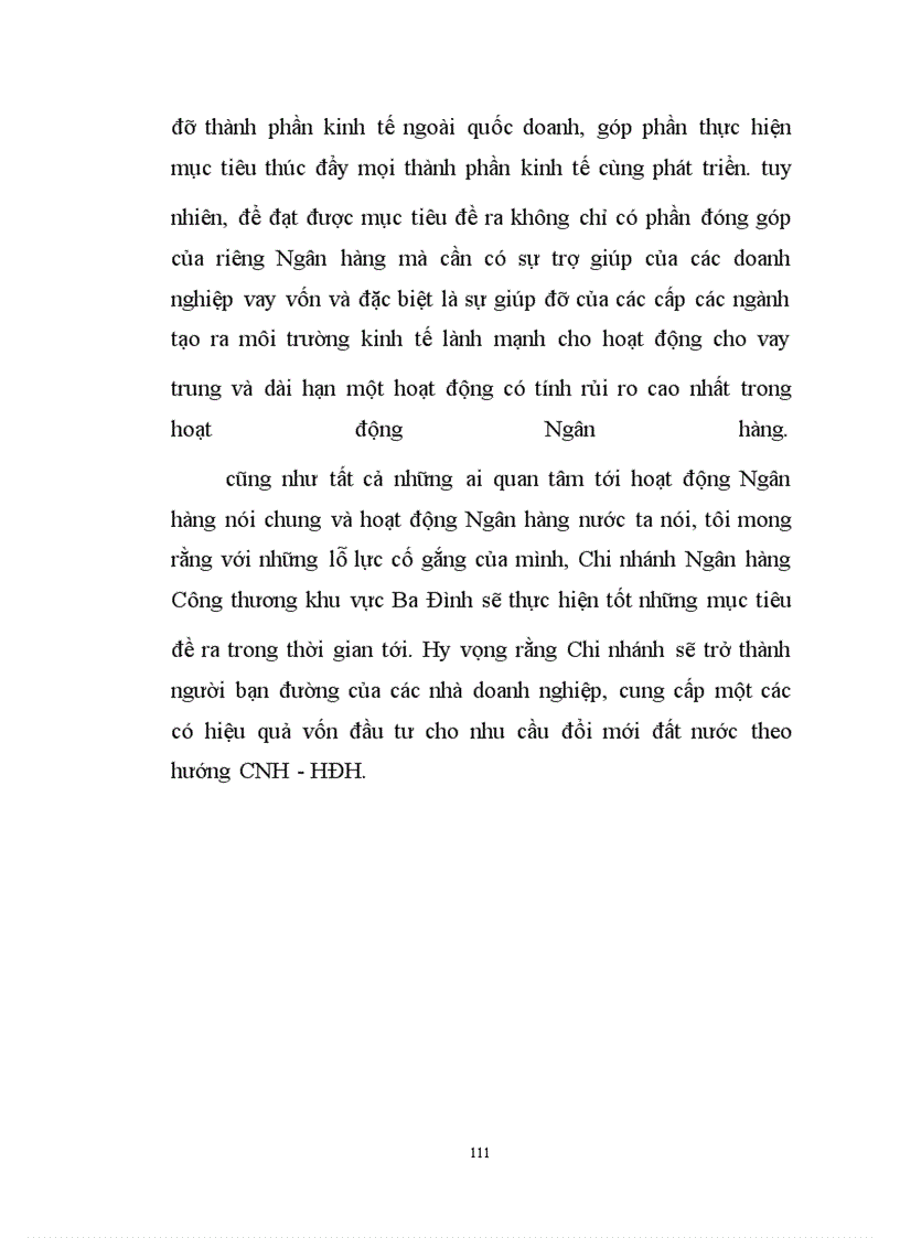 image for page Nâng cao hiệu quả tín dụng trung dài hạn tại chi nhánh Ngân hàng công thương khu vực Ba Đình.
