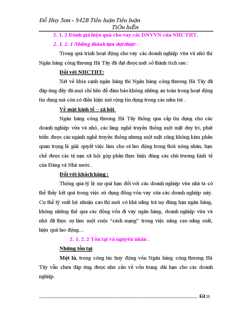 image for page Giải pháp nâng cao hiệu quả tín dụng đối với các doanh nghiệp vừa và nhỏ tại ngân hàng công thương Hà Tây.