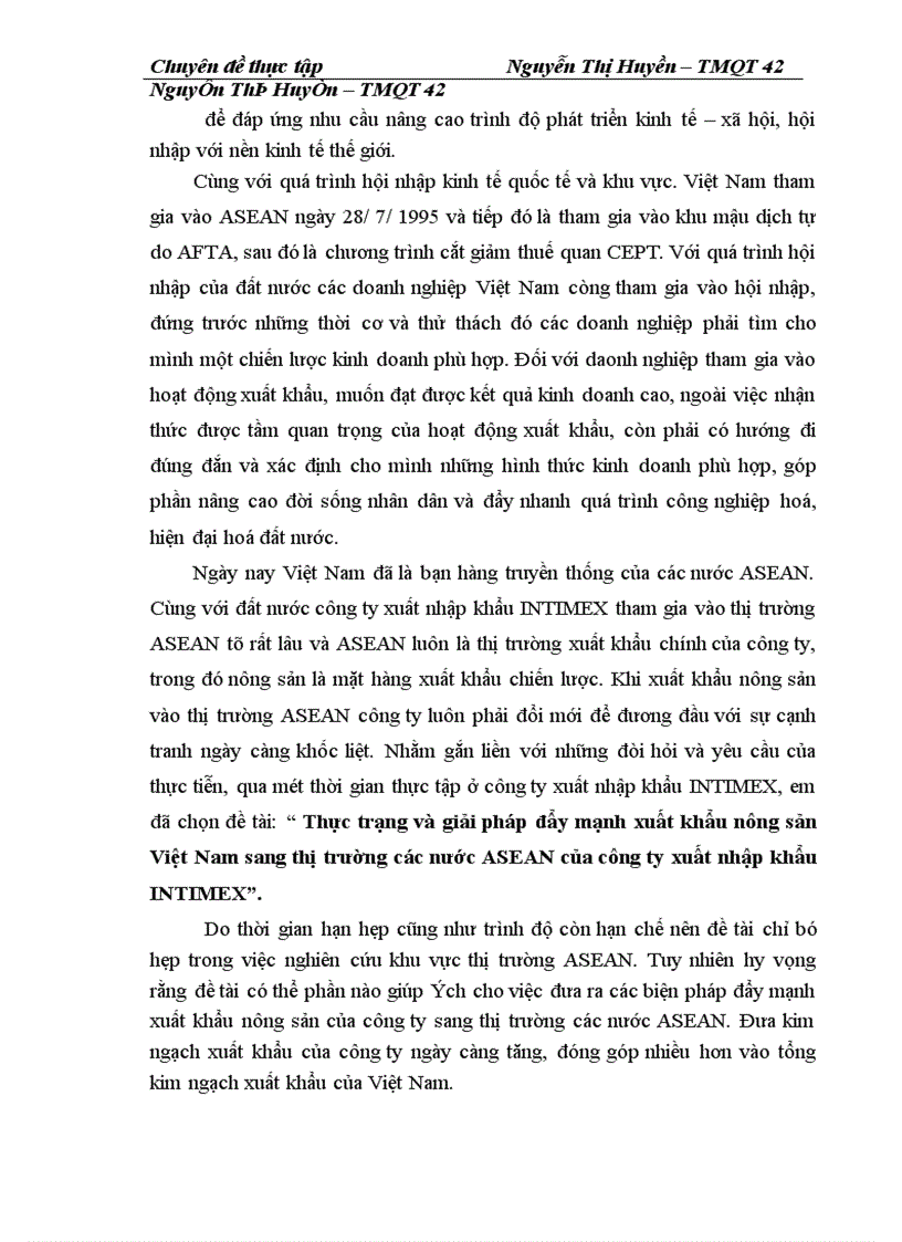 image for page Thực trạng và giải pháp đẩy mạnh xuất khẩu nông sản Việt Nam sang thị trường các nước ASEAN của công ty xuất nhập khẩu INTIMEX -