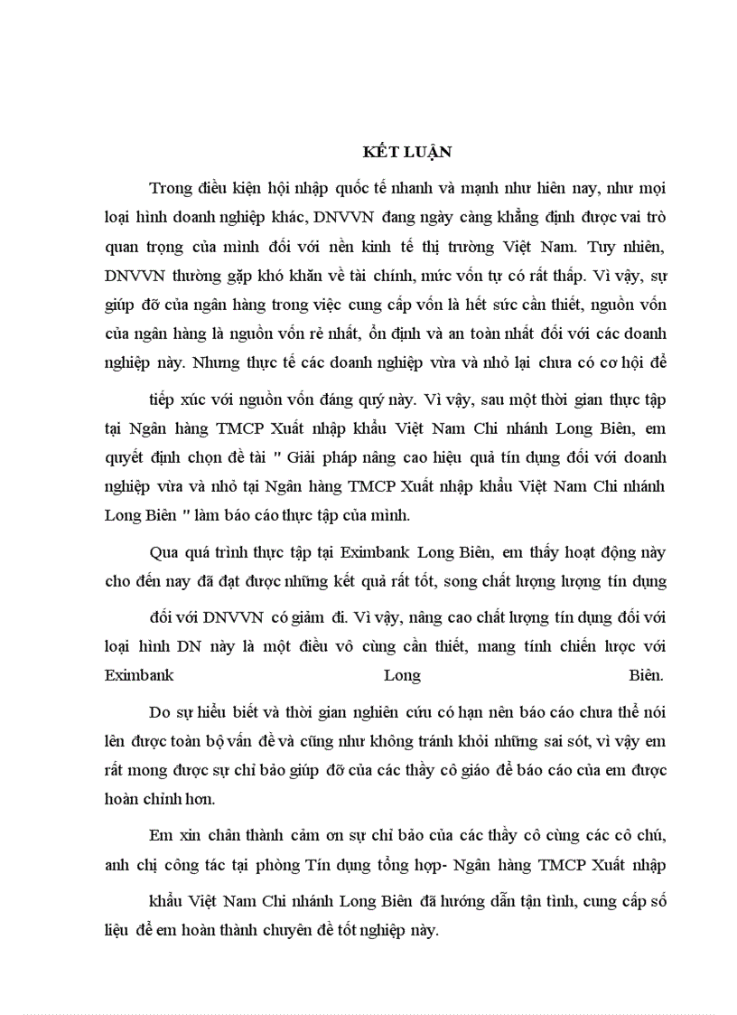 image for page Giải pháp nâng cao chất lượng tín dụng đối với DNVVN tại Ngân hàng TMCP xuất nhập khẩu Việt Nam- chi nhánh Long Biên