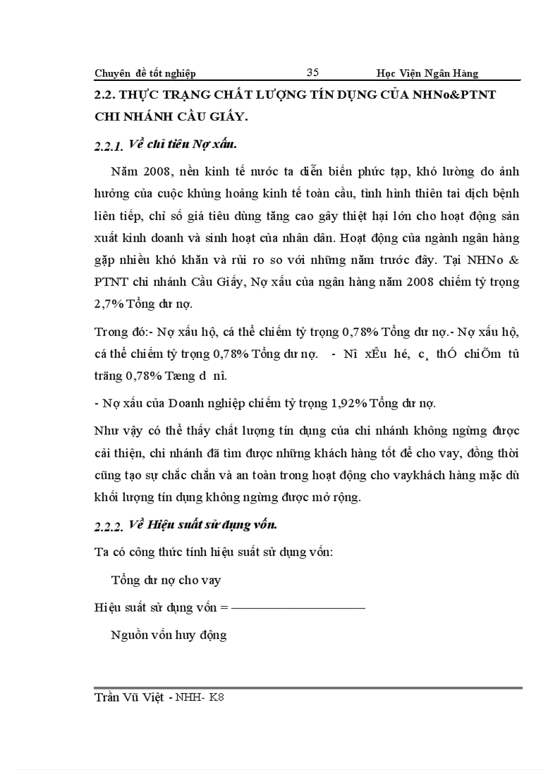 image for page Nâng cao chất lượng tín dụng tại NHNo &PTNT chi nhánh Cầu Giấy