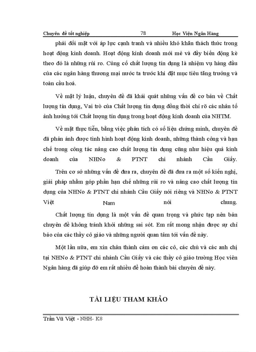 image for page Nâng cao chất lượng tín dụng tại NHNo &PTNT chi nhánh Cầu Giấy