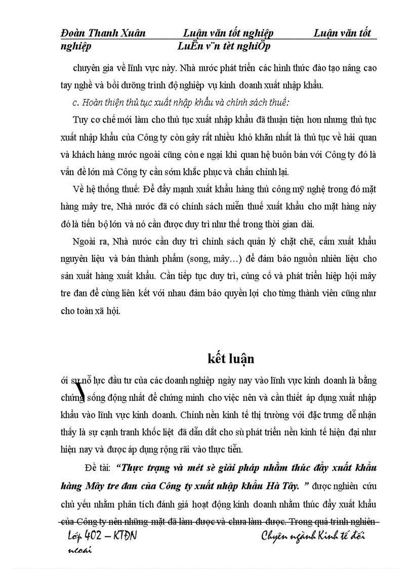 image for page Thực trạng và một số giải pháp nhằm thúc đẩy xuất khẩu hàng Mây tre đan của Công ty xuất nhập khẩu Hà Tây.