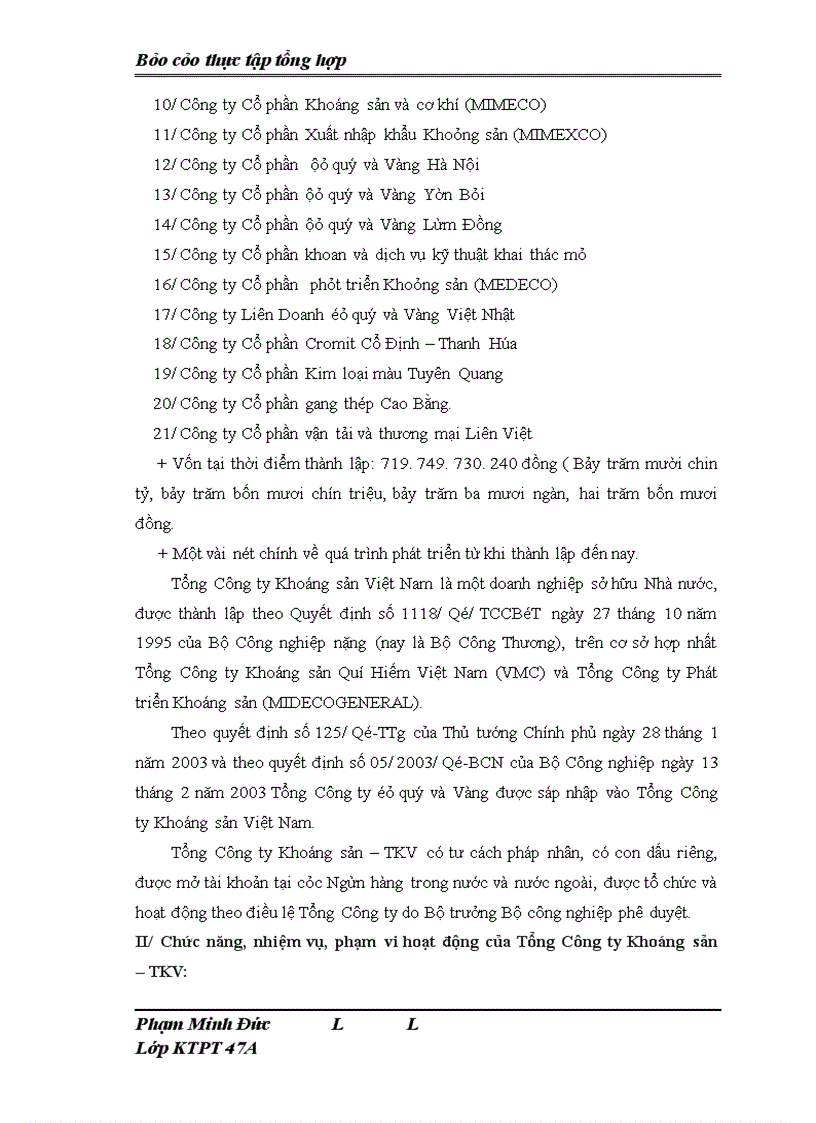 image for page Báo cáo thực tập tổng hợp Tổng Công ty Khoáng sản – TKV sdnklasd