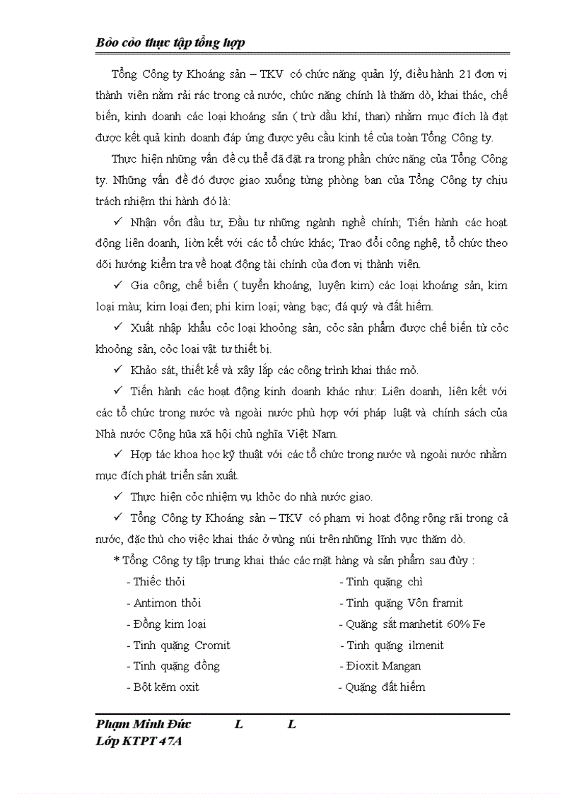 image for page Báo cáo thực tập tổng hợp Tổng Công ty Khoáng sản – TKV sdnklasd