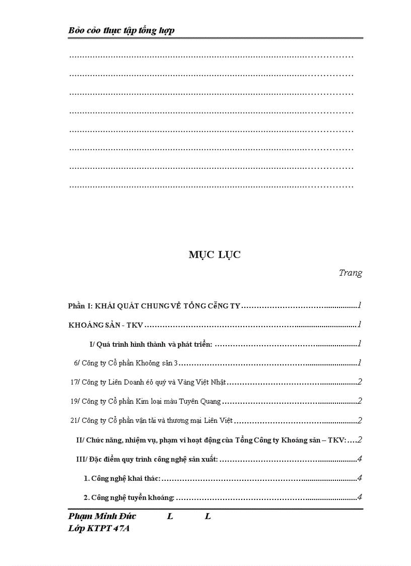 image for page Báo cáo thực tập tổng hợp Tổng Công ty Khoáng sản – TKV sdnklasd